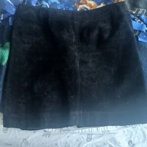 Lord & Taylor Black Leather/suede Mini Skirt